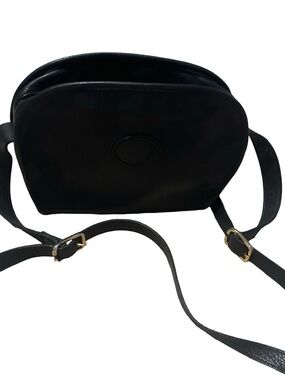 Vintage leather Longchamp crossbody bag- Black Leather Crossbody made in France